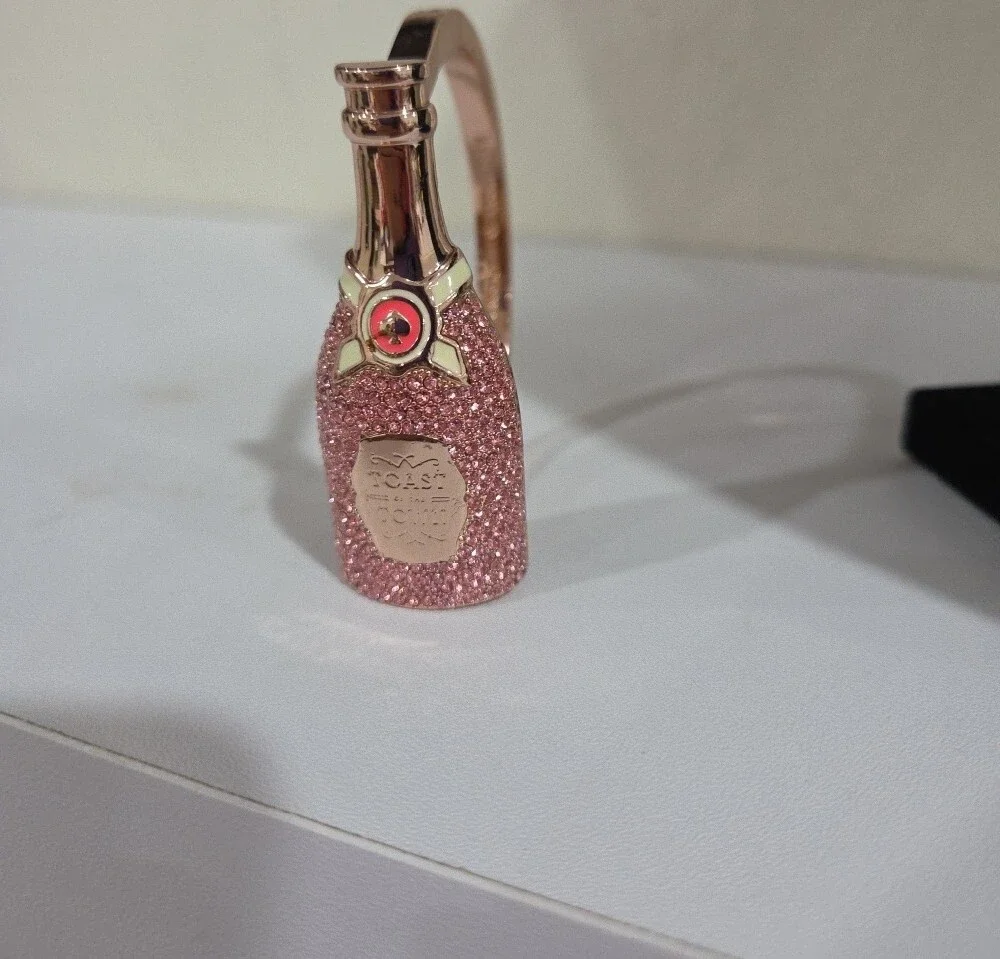 Kate Spade Rose Gold Champagne Bottle Pendant Necklace And Bracelet